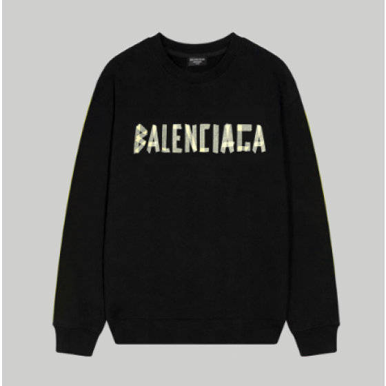 Balenciaga Lettered Crew Neck Sweatshirt with Tape-Panel Design